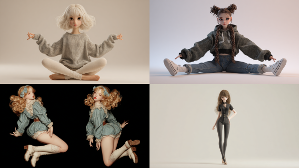 ball jointed doll, realistic, blender, full body, figurative, pose, hands, legs, t-pose