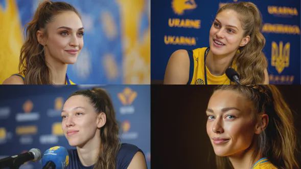 22岁的女性角色，有着浓密的浅棕色长发，夹杂着金色挑染，扎成马尾；椭圆形脸庞，颧骨高耸，具有斯拉夫人特征；身高6英尺6英寸，四肢修长，身材纤细却优雅；身着乌克兰国家队篮球服，处于媒体日的氛围中，表情甜美、开朗、认真又天真。