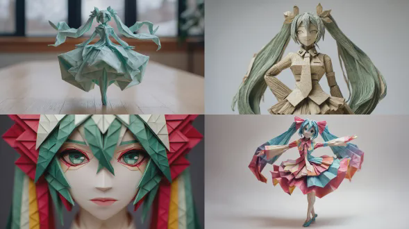 用折纸制作的初音未来