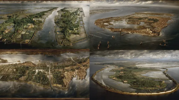 在威尼斯泻湖生成一个项目，一个由区域组成的综合体，分为被水淹没且有典型植被和 fauna 的区域，综合体包含捕鱼谷、水产养殖场、向公众开放的自行车道、实验室结构、一个可采集植物的小区域，以及沿着通道的观鸟点