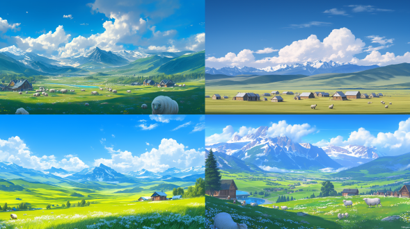 altay scenery, distant snow-capped mountains, nearby grasslands with blue skies and white clouds, flocks of sheep, wooden houses, magnificent scenery, panorama, wide-angle, natural landscapes, tranquility, expansive views, high resolution, natural lighting, harmonious colors, serene atmosphere, ecological beauty, landscape photography, sense of depth, rich in detail, natural harmony.,,in clothes