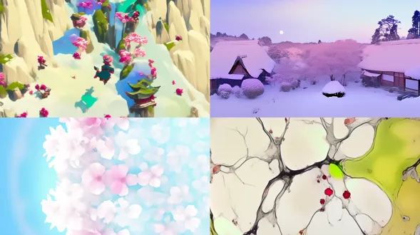 in the winter snow, there is a massive plum blossom tree with pink flowers, blanketed in white snow. the sunrise rises in the east, and the traditional landscape of the jiangnan ancient town is serene, beautiful, with high detail, soft moonlight, soft colors, soft light, 16k resolution, deep details, clear levels of detail, high-quality, high-definition, new love rendering, high-definition, and high-definition picture quality, with a beautiful, poetic atmosphere.