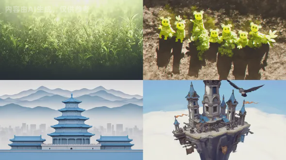 微型山水，玉雕质感，青绿山峦，古风建筑，云雾缭绕，浪漫诗意，立体景观，陈家泠荷梅系列风格，移轴摄影，浅景深，细腻纹理，柔和光线，冷色调，俯视角度，微缩模型，古典意境，宁静氛围，精致细节，中国风艺术。