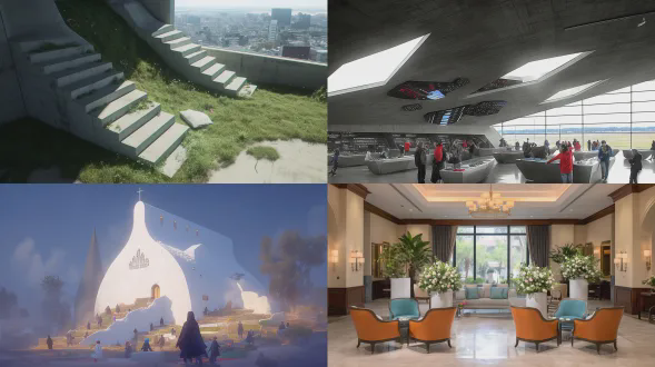 a spacious, modern exhibition hall bathed in abundant natural light pouring in through enormous windows. smooth matte white, cylindrical plaster pedestals are arranged in elegant s-shaped curves, guiding the eye through the space. each pedestal showcases three sizes of refined, minimalist neck models in varying heights, elegantly displaying exquisite, dazzling jewelry—such as intricately crafted diamond necklaces and lustrous pearl chokers. lush floral arrangements surround the display stands and cascade downward, featuring soft pink camellias, creamy peonies, white hydrangeas, and delicate baby’s breath, interwoven with lush green ferns. the interior design emphasizes a harmonious blend of natural beauty and contemporary luxury, creating a ethereal and romantic atmosphere. soft, diffused sunlight bathes the scene, casting gentle shadows that highlight the jewelry’s delicate details and the flowers’ vibrant colors. wide-angle lens, shallow depth of field, high resolution, cinematic quality, minimalist aesthetics.