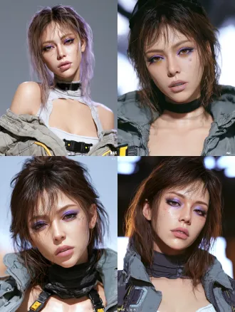 使用图中女性生成二次元游戏角色，废弃工业厂区，写实主义二次元渲染，工业机能科幻美学，pbr物理渲染融合手绘笔触质感，虚幻引擎渲染，哑光高级质感，冷灰哑光基底色调，小面积柠檬黄设备光点缀，柔和漫射环境光，清晰硬朗轮廓，8k超清