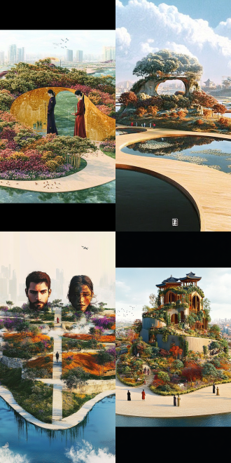 把图一画架里面的画，替换成后面3张图的画
