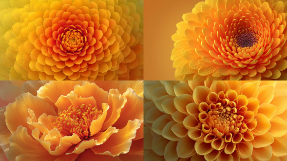 黄橙色花蕊纹理，抽象平面化设计，清晰线条，高饱和度，抽象艺术，几何图案，重复排列，明亮背景，黄金比例，对称构图，柔和渐变，细腻笔触，现代风格，丝绸质感，装饰感，暖色调，简洁构图，微距镜头，平面光照，矢量风格，精确边缘，色彩碰撞，平滑过渡，视觉平衡，艺术印刷品质感，极简主义，几何重复，装饰艺术风格。