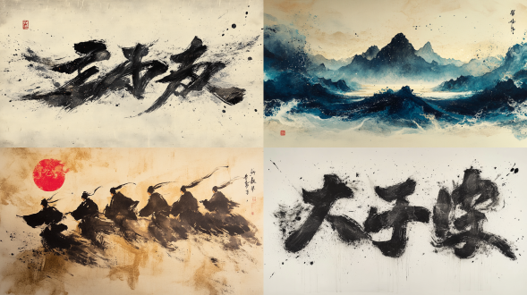 携手并进，共赴山海，以书法潇洒字体呈现