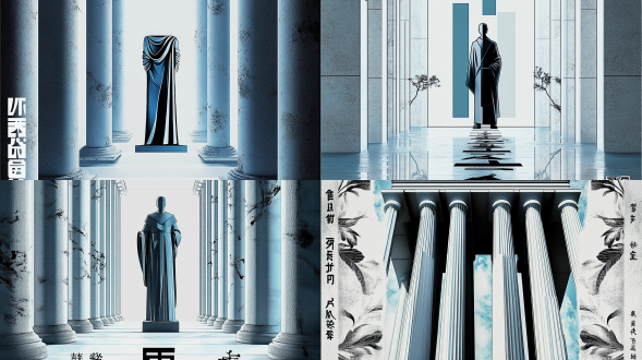 "廉政设计作品，极简构图，干净线条，政府大楼背景，严肃氛围，蓝白主色调，现代感，对称布局，高清细节，柔光照射，透明材质，廉洁标语，方正字体，冷色调，稳重感，政治主题，几何元素，无阴影，高分辨率，专业摄影，象征正义，清廉象征，沉稳情绪"