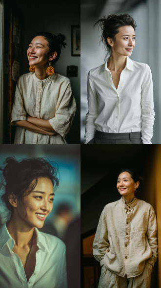 一个亲切的中国女子30岁左右，白衬衣干练温柔，站在窗边微笑说话，中景构图，背景虚化，电影布光，柔和自然光，浅景深，高清晰，皮肤质感细腻，暖色调，优雅自信，眼神真诚，微侧光，85mm镜头，商业人像风格，专业摄影，柔和阴影，高分辨率