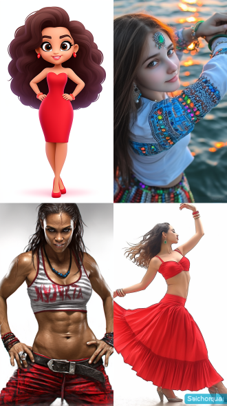 美丽西域女子，红色舞裙，棕色皮肤，闪电疤痕，大眼睛，玉石手镯，3d真人风格，电影质感，纯白背景，全景构图，正面站立，高饱和度，8k高清，电影级布光，细节精致，卷发飘逸，优雅姿势，柔和侧光，珠宝光泽，丝绸质感，古典韵味