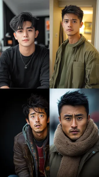 一个中国男子，28岁左右，疑惑和惊恐的表情，