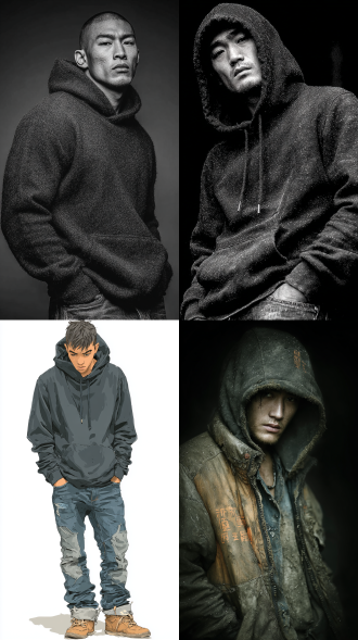 一个中国男子，28岁左右，疑惑和惊恐的表情，帽衫，牛仔裤