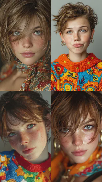 20 岁欧美大学生，浅棕色微乱短发，穿彩色潮流街头风上衣，表情调皮坏笑，眼神机灵，纯白背景，高清写实，青春奇幻剧质感。电影灯光，锐利对焦，高细节8k，真实肤质，严肃困惑表情，netflix青春剧风格