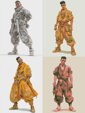 黄种人，25中国男子，身穿武道训练服，有科技感。身形均矫健有力，武者体态，表情自信甚至倨傲。短发干练面料有科技感纹理。整体散发着武者阶层特有的优越气场。纯白色背景，影棚光，无阴影，全身照，中心构图，群体居中，正面视角，自然站立。