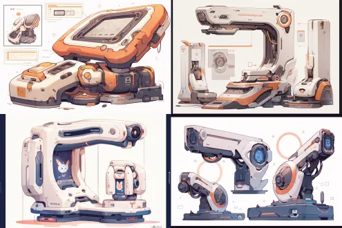 机械臂形状的扫描仪，有科技感，可爱，卡通