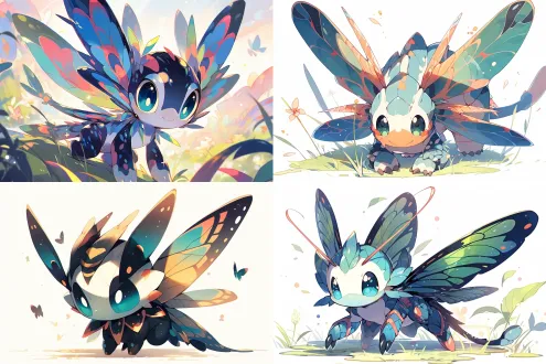 卡通q版蜻蜓拟人，飞行