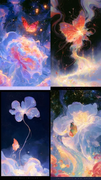 奇幻 蝴蝶花 永夜星河 颜色按照参考图