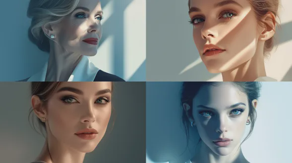 超写实，气质御姐，高级脸，简约穿搭，冷调光影，杂志大片风格，锐利五官，自然真实，8k，商业人像质感