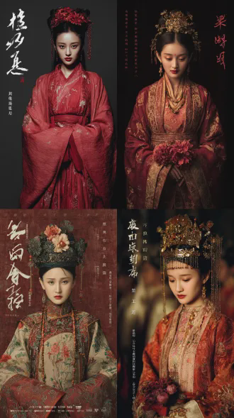 关晓彤、古装美女、明朝喜事、电视剧海报 美丽的照明 全身