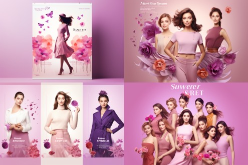“a commercial poster for women's day, fashion - warm - powerful style, showing diverse female charm, with brand promotion info (exclusive discount, free gift with purchase), theme 'salute her power, women's day benefit season', elements include women - representative flowers (rose, carnation), shining stars, simple and stylish female silhouettes, soft gradient pink - purple background, clear text highlighting festival and offers, suitable for beauty / fashion retail brands, high - definition, photorealistic,