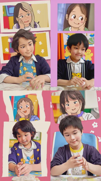 共三张照片，每张照片转换一张卡通动漫