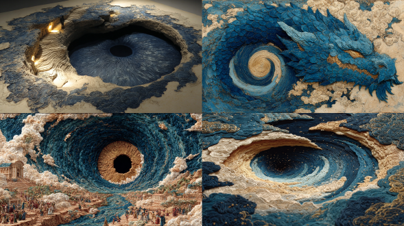 cai guo-qiang, detailed painting of dune movie, inspired by josephine wall, by yuko shimizu, china silk 3d dragon, pulled into the spiral vortex, trending on artstion, artforum, planets colliding, connectedness, style of masami kurumada, made of silk paper
