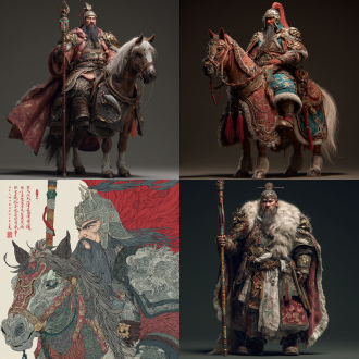 中国古代武将，三国武将，东汉末年名将，三国第一猛将，吕布，铠甲，盔甲，骑马，赤兔马，西川红锦百花袍外披兽面吞头连环铠，方天画戟，因为其戟杆上加彩绘装饰，故称画戟，指一种将戈、矛合成一体，既能直刺，又能横击的古代兵器，对称构图，高对比度，冷色调，长焦镜头，逆光，慢快门，体格魁梧，骁勇善战，器宇轩昂、威风凛凛的英俊猛将，面容俊朗，气度不凡，仪表堂堂，带有高贵气质，带有游牧民族特征，面似傅粉，宝剑眉，鼻如玉柱，口似丹朱，英勇与风华，胡须，淡淡的胡须，威严与压迫感，令人望而生畏，英武和威猛。