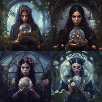 beautiful girl, surrounded by a garden with plants and flowers, soft colors, hair full of flowers, mysterious, imaginative, very detailed, tom bagshaw's norse god freya with crystal ball, beautiful black hair braid, movie, portrait, photography, 70mm shot, telephoto， depth of field, f/2.8， high contrast, 8k, movie lighting, volume lighting, ether lighting, cold, rainy, complex details, very detailed - ar 9:16-testp-stylize 5000