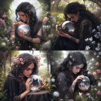 beautiful girl, surrounded by a garden with plants and flowers, soft colors, hair full of flowers, mysterious, imaginative, very detailed, tom bagshaw's norse god freya with crystal ball, beautiful black hair braid, movie, portrait, photography, 70mm shot, telephoto， depth of field, f/2.8， high contrast, 8k, movie lighting, volume lighting, ether lighting, cold, rainy, complex details, very detailed - ar 9:16-testp-stylize 5000