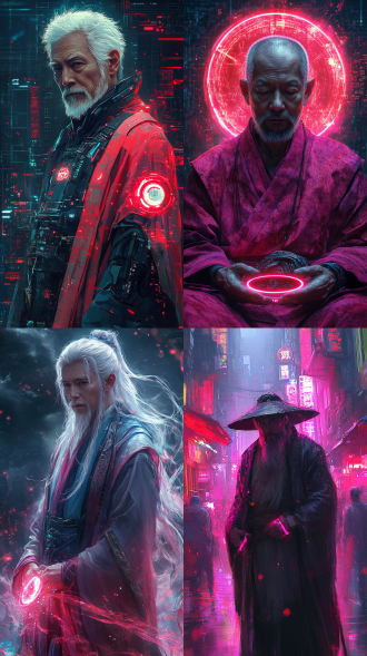 "修仙科技戒指系统，主人公帅气老六，东神宗修仙，未来科技感，赛博朋克风格，封面字体集中，爆款设计，比例标准发书，动态光影，金属质感，戒指发光特效，暗色调搭配霓虹亮色，人物半侧身，冷峻表情，长袍混搭科技装备，背景虚空与数据流交织，超现实构图"