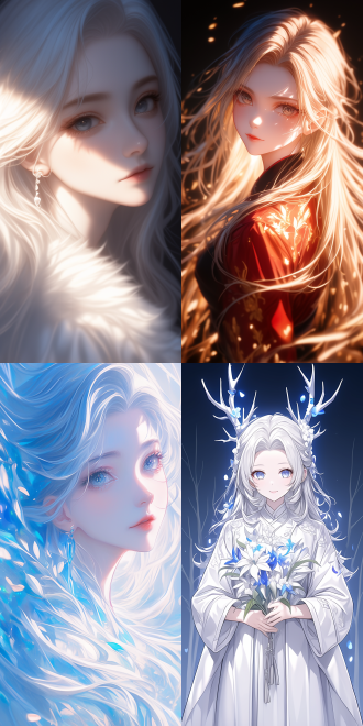 银发中国女孩身着汉服，全身镜头，自然色调，远距离视角，精细纹理，高清画质，柔和光线，古典风格，静谧放松，自信温柔，细节突出，唯美氛围，静态姿势，细腻笔触，淡雅色彩，动漫风格，高清渲染，优雅气质，传统服饰，精致装饰。