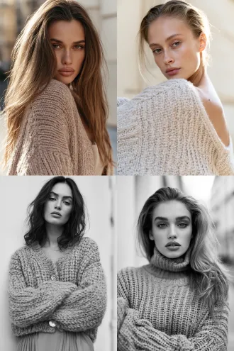 a beautiful western model—a german-style beauty with fair skin—wears exquisite makeup and has striking, well-defined features, with the look of an instagram influencer. she’s dressed in a knit cardigan paired with a skirt, exuding a natural, lifelike vibe. the backdrop features a simple french street scene and a minimalist wall, creating an instagram-worthy atmosphere; aspect ratio 2:3; instagram-style social media image; clear skin texture; 8k resolution; medium-shot portrait; standing pose; half-body shot; fashion model; fashion spread; front-facing standing pose