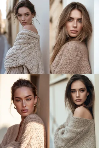 a beautiful western model—a german-style beauty with fair skin—wears exquisite makeup and has striking, well-defined features, with the look of an instagram influencer. she’s dressed in a knit cardigan paired with a skirt, exuding a natural, lifelike vibe. the backdrop features a simple french street scene and a minimalist wall, creating an instagram-worthy atmosphere; aspect ratio 2:3; instagram-style social media image; clear skin texture; 8k resolution; medium-shot portrait; standing pose; half-body shot; fashion model; fashion spread; front-facing standing pose