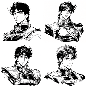 jonathan joestar, jojo's bizarre adventure part 1, bust shot, wearing his iconic victorian-style high-collared uniform with a belt, clothing with manga-style textures inspired by chainsaw man, faithful to original manga art style, black and white, thicker bold linework, sharp outlines, moderate shading, no shading on the face, solid white background