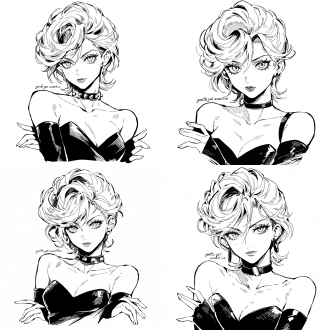 trish una (jojo's bizarre adventure part 5 character), bust shot, elegant and resilient aura (reflecting her "gentle yet assertive" personality—soft yet firm eyes, poised and unwavering demeanor), straight front-facing, hands naturally resting at sides with fingers slightly relaxed (echoing her graceful and independent temperament), manga-style textures mixed with chainsaw man's gritty line art, black and white, bold thick lines, sharp outlines, moderate shading, no shading on face, solid white background, high contrast, jojo's bizarre adventure art style, clean composition, ultra-detailed face