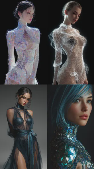 真cg风格唯美主义的美女，现代风格，虚幻感，超写实，全身图