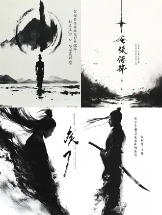 中国风毛笔行草书法，手写汉字“与光同行”，笔触洒脱流畅，带有自然飞白墨痕，浓黑墨色，纯白色无杂质背景，书法右侧竖向排布纤细的浅灰色无衬线拼音文字，极简国风字体设计，无多余装饰，纯黑白画面，干净通透，平面设计，高细节