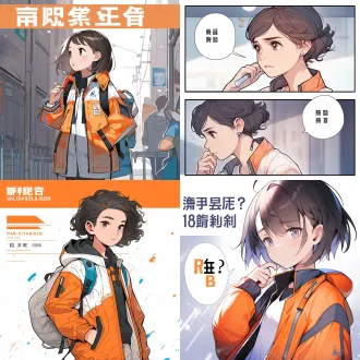 科普悬疑漫画风，16:9，清晰线条，蓝橙对比，半写实q版，适合初中生，高细节，画面留白便于后期加文字。角色：小海，12岁短发女孩，橙色探险马甲，拿放大镜；小陆，蓝色半透明全息ai助手，圆球形，显示数据。无恐怖元素。封面 ai生成词： 科普悬疑漫画封面，16:9，珠穆朗玛峰风雪交加，山顶岩层中露出一枚螺旋菊石化石。小海穿橙色探险马甲，蹲在化石旁，举放大镜，神情震惊。蓝色全息ai助手小陆悬浮在旁边，显示问号和“8848米”数据。背景雪山、经幡、暗蓝天空。画面中央留白，后期加标题《亿年山海悬案：谁把大海抬上了天》。蓝橙对比，电影感，悬疑探案风。