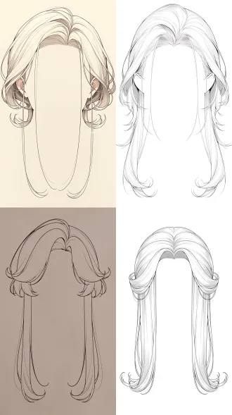 一个古风灵动少女，中近景肖像，正面视角，照片级写实。两束厚而宽的发束在耳前修饰脸颊，在嘴角处齐平剪断，这两片修饰脸颊的发束边缘光滑、实整，下端向脸颊内侧小幅度卷曲。在这两束发束上方，前面一层的头发明显从中分向两侧扫去，形成柔和的s形卷曲，沿着太阳穴轻轻弯曲，勾勒出眼角。额头清晰可见，一根细发丝以精致的弯曲钩状垂落到额头中央。眉高度的弧形发束与齐平的及颊长度发束形成两个明显层次。其余头发流过肩膀以下，带有柔软松散的波浪和微微卷曲的发尾。发根蓬松，发丝丝滑，曲线圆润流畅，及颊长度的前发束与后面的长发对比清晰可见。