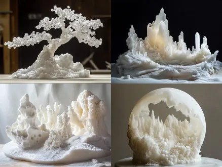 手工制作的脱模盐雕的精美作品图片