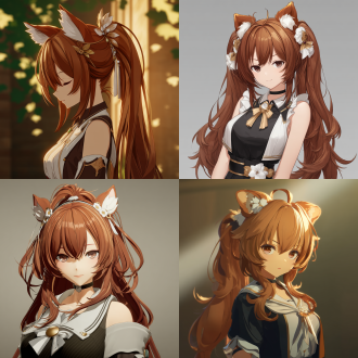 honkai: star rail, a 2d game cgi aesthetic. a charming and mature - looking vixen. she has long single - ponytail hair, rich chestnut - brown, glistening softly in the light. she wears cute fox - themed hair accessories with elements like small fox ears and tails, in brown and white shades that blend well with her hair. she's dressed in a japanese - style high - school uniform, exuding a youthful vibe.