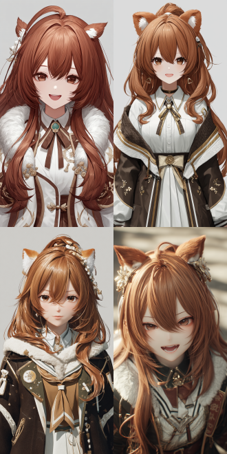 honkai: star rail, in the style of wlop,a 2d game cgi aesthetic. a charming and mature - looking domineering lady. she has long single - ponytail hair, rich chestnut - brown, she wears (cute fox - themed hair accessories), glistening softly in the light. her mouth slightly open, revealing her teeth, in brown and white shades that blend well with her hair. she's dressed in a japanese - style high - school uniform, exuding a youthful vibe.