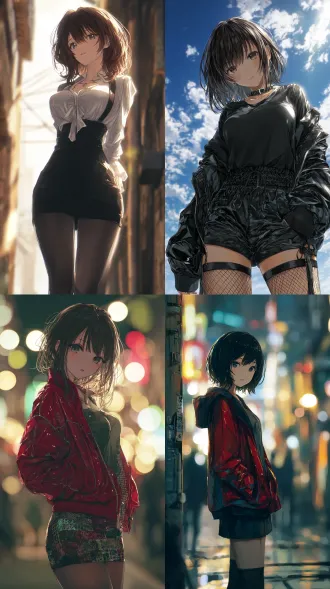 にじげん illustration style anime cgi 美少女,艶やか（つややか）な着衣（ちゃくい.