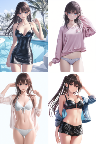 にじげん games illustration style anime cgi 美少女,艶やかな着衣.