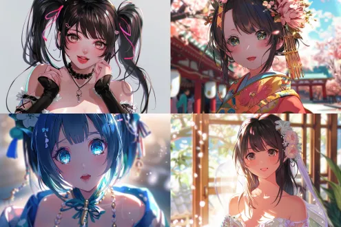 にじげん game illustration style anime cgi, 美少女, 微微张口，微笑，惹かれる ような服装。