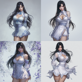 2d anime illustrations cg style. telephoto lens, perspective view. cyber armor xianxia beauty, inspired by the art style of (dynasty warriors 9) and resembling zhen ji . the chest has a noticeable bulge outward contour, has long, shapely legs, and her long black hair flows gracefully. she strikes a coquettishly dynamic pose with a slightly curved waist and one hip subtly lifted to form a charming body arc. she wears a delicate and lightweight long dress made of a ruqun (a traditional han - style top - and - skirt set). the top features a stand - up collar with narrow piping resembling cyber - armor. the skirt is lightweight, with one side of the hem being extremely long, and it has cyber - armor - inspired patterns at the hem. her exquisite makeup, the fabric of her clothes, and the texture of her skin are all highly realistic. cinematic lighting enhances the atmosphere. the depth - of - field effect softly blurs the background, high - contrast lighting accentuates details. set in a han - dynasty - era environment. excellent physical effects. the composition incorporates excellent physical effects and is rich in details.