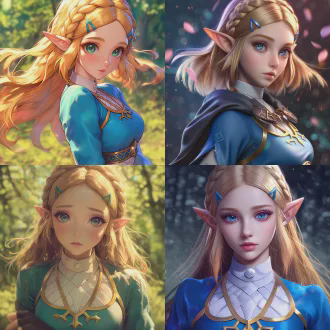 ultra - detailed, anime illustrations style, a beauty from the legend of zelda: breath of the wild, exquisite makeup, resembling zelda. elegant and dignified posture. exquisite makeup, excellent clothing texture, the outfit blends lightweight . traditional and high - school uniform elements, blurring the background, with hdr light processing composition, focus on the characters, the cg tech of shinkai makoto's movies for top - notch visuals