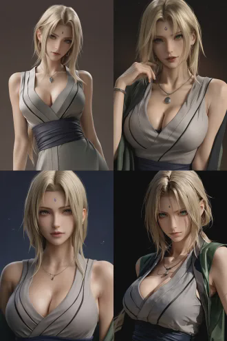 ultra - detailed, 3d anime realistic, tsunade from naruto