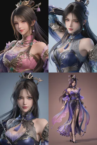 ultra - detailed, 3d anime realistic, diaochan dynasty warriors: origin